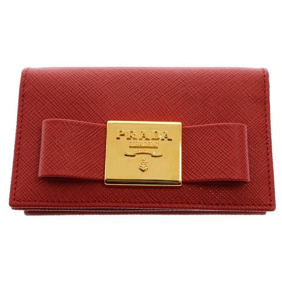Prada Red Leather Ribbon Saffiano Case - Picture 1 of 5